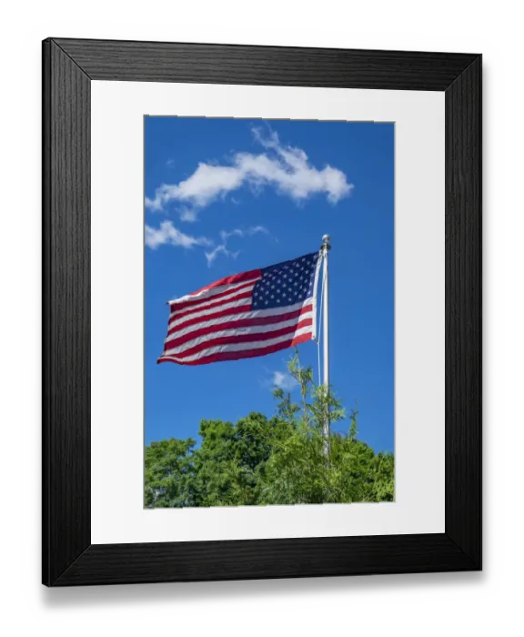 Framed Print : American flag blowing in the wind, USA