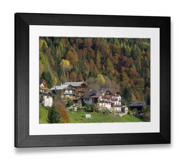 Framed Print : Traditional alpine farm in Falcade in Val Biois, Italy
