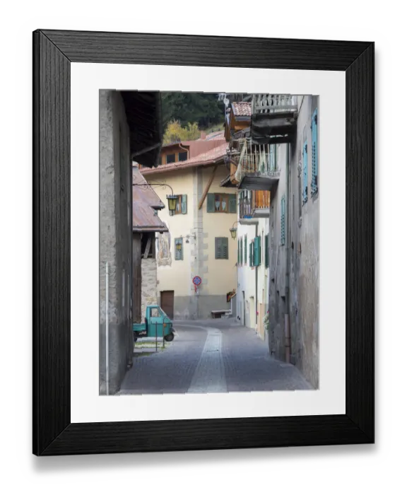 Framed Print : Typical old town houses dating back to the middle ages. Predazzo in valley Val di Fiemme Framed Print : Typical old town houses dating back to the middle ages. Predazzo in valley Val di Fiemme