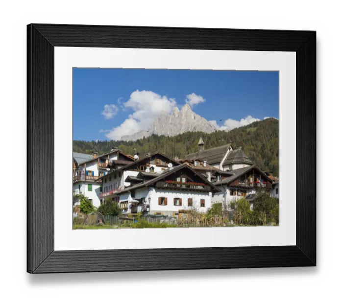 Framed Print : Traditional architecture of the Primiero. Tonadico in the valley of Primiero in