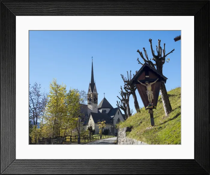 Framed Print : Church San Vigilio. Moena in valley Val di Fassa in the Dolomites, Italy Framed Print : Church San Vigilio. Moena in valley Val di Fassa in the Dolomites, Italy