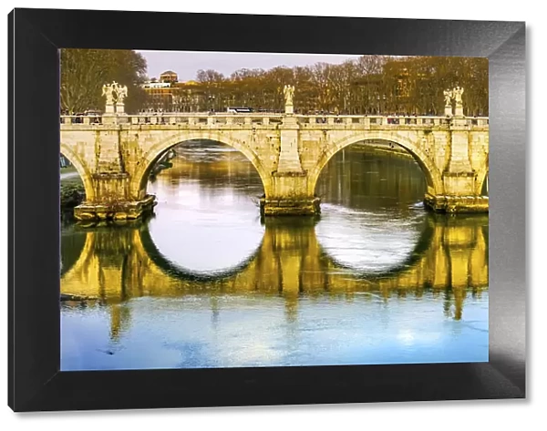 St. Angelo Bridge, Tiber River, Rome, Italy. Designed by Gian Lorenzo Bernini