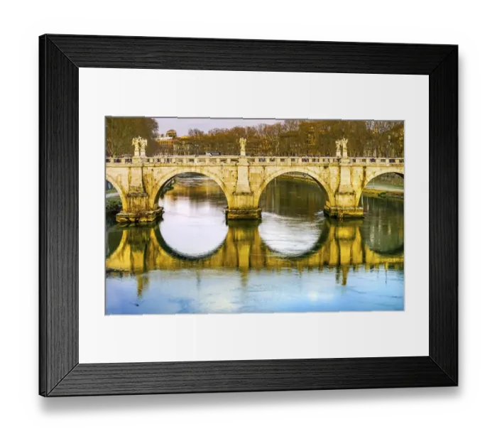 Framed Print : St. Angelo Bridge, Tiber River, Rome, Italy. Designed by Gian Lorenzo Bernini