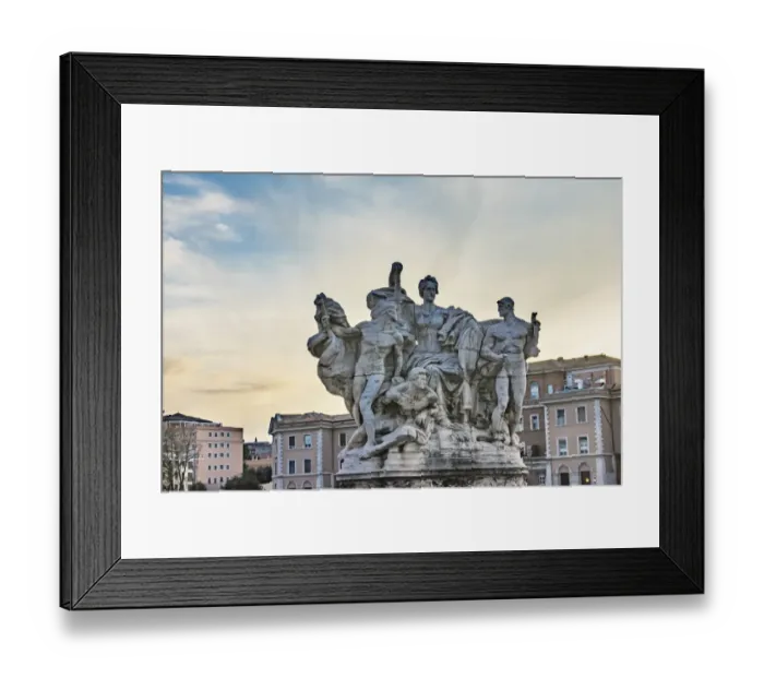 Framed Print : Roman statue on Ponte Bridge Vittorio Emanuele II, Tiber River, Rome, Italy
