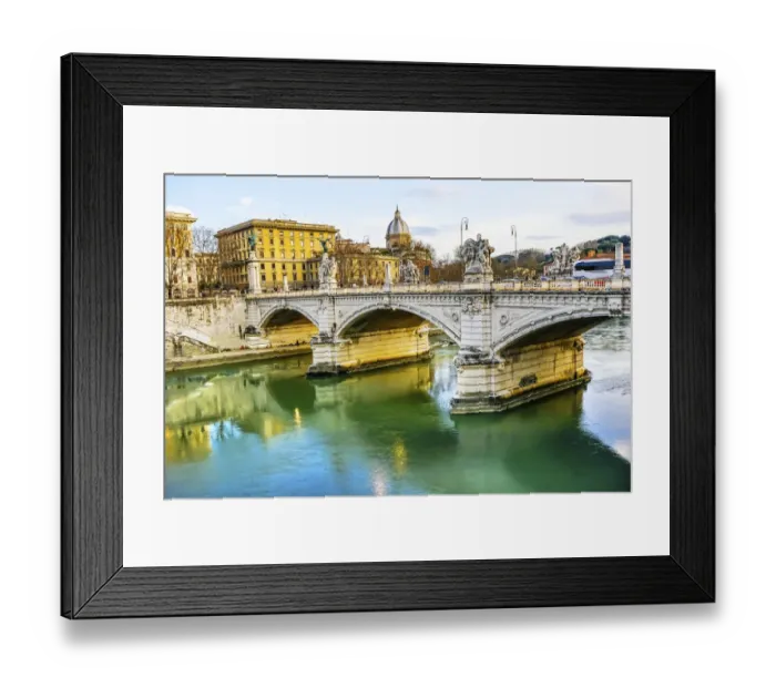 Framed Print : Ponte Vittorio Emanuele II, Tiber River reflection. Rome, Italy Framed Print : Ponte Vittorio Emanuele II, Tiber River reflection. Rome, Italy