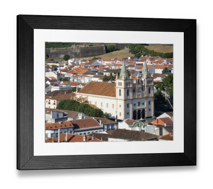 Framed Print : Igreja do Santissimo Salvador da Se. Capital Angra do Heroismo historic center