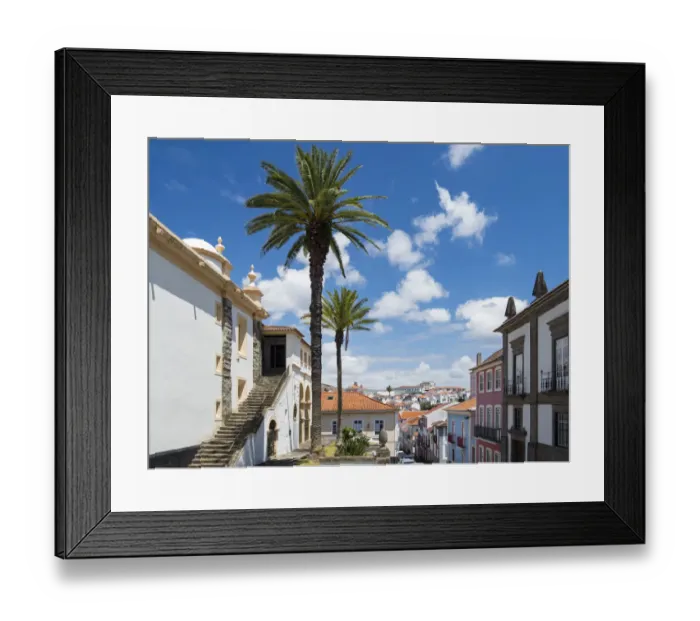 Framed Print : Igreja do Santissimo Salvador da Se. Capital Angra do Heroismo historic center