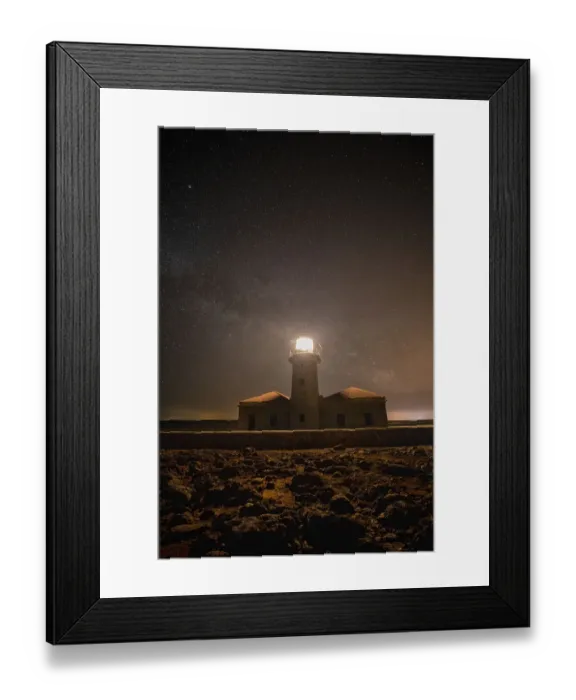 Framed Print : Spain, Menorca. Milky Way over the lighthouse
