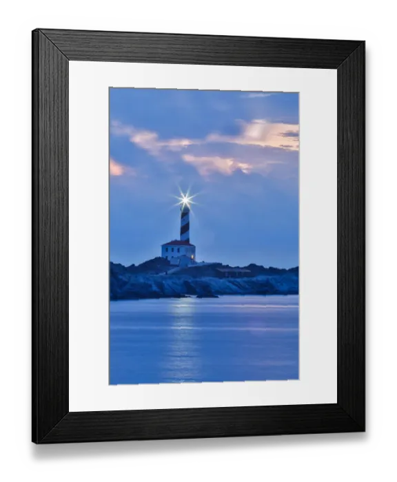 Framed Print : Spain, Menorca. Favaritx, sunrise near the lighthouse