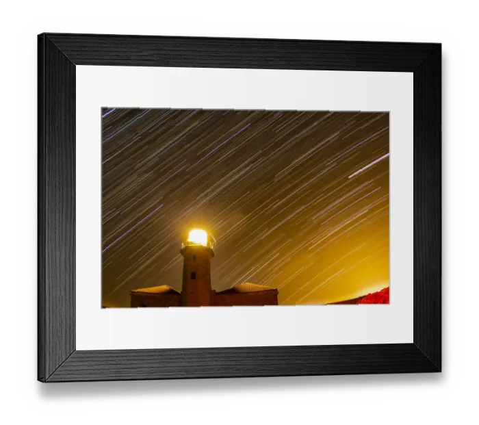 Framed Print : Spain, Menorca, Punta Nati, star trails