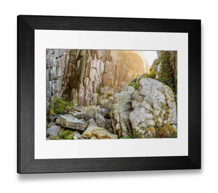 Framed Print : Sweden, Bohuslan Province. Path through wedged rocks near Uddevalla Framed Print : Sweden, Bohuslan Province. Path through wedged rocks near Uddevalla
