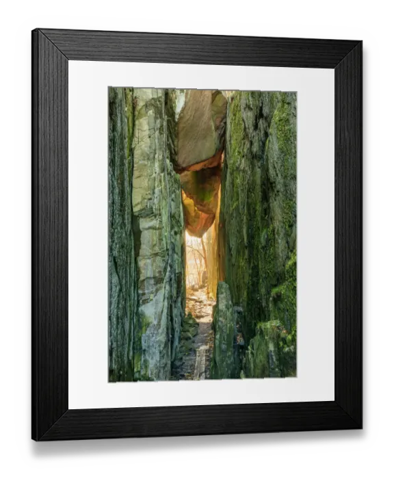 Framed Print : Sweden, Bohuslan Province. Path through wedged rocks near Uddevalla Framed Print : Sweden, Bohuslan Province. Path through wedged rocks near Uddevalla