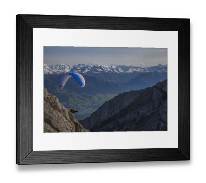 Framed Print : Lucerne, Switzerland. Paragliding off Mt. Pilatus