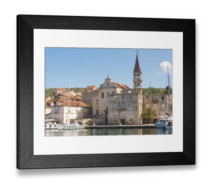 Framed Print : Croatia, Brac, Milna. Church of our Lady of the Annunciation 18th century dominates