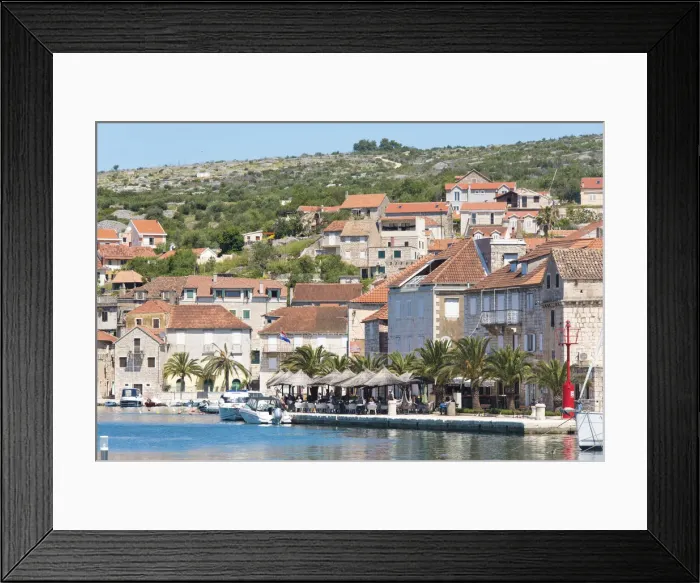 Framed Print : Croatia, Brac, Milna. Waterfront cafe