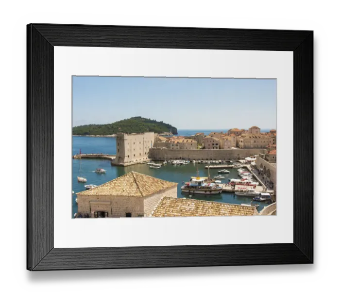 Framed Print : Croatia, Dubrovnik. Walled city old town and marina. St Framed Print : Croatia, Dubrovnik. Walled city old town and marina. St