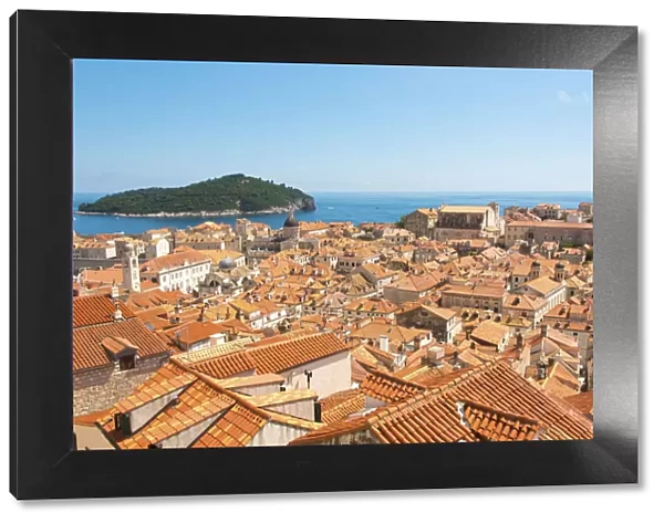 Croatia, Dubrovnik. Dense walled city, Adriatic, Lokrum Island
