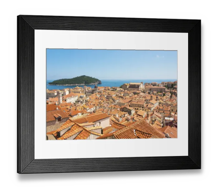Framed Print : Croatia, Dubrovnik. Dense walled city, Adriatic, Lokrum Island