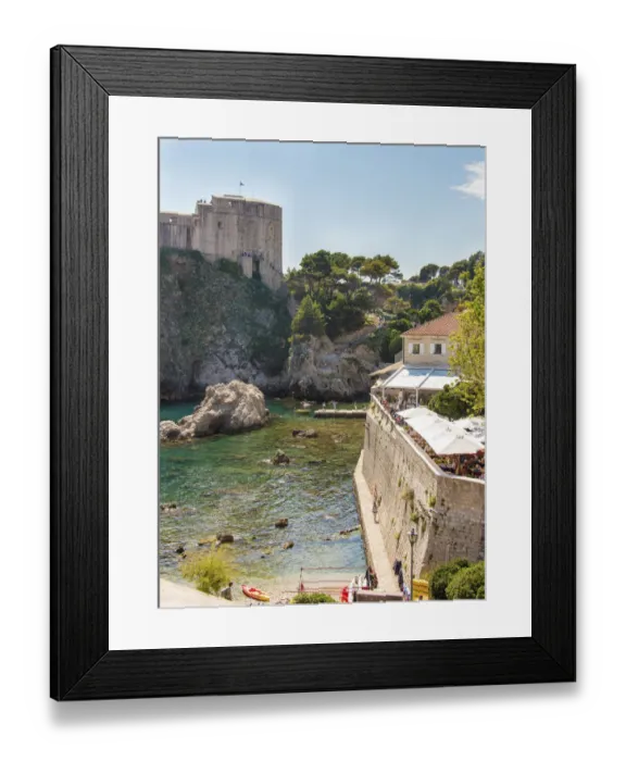 Framed Print : Croatia, Dubrovnik. Restaurant outside walled old city. St. Lawrence Fort Framed Print : Croatia, Dubrovnik. Restaurant outside walled old city. St. Lawrence Fort