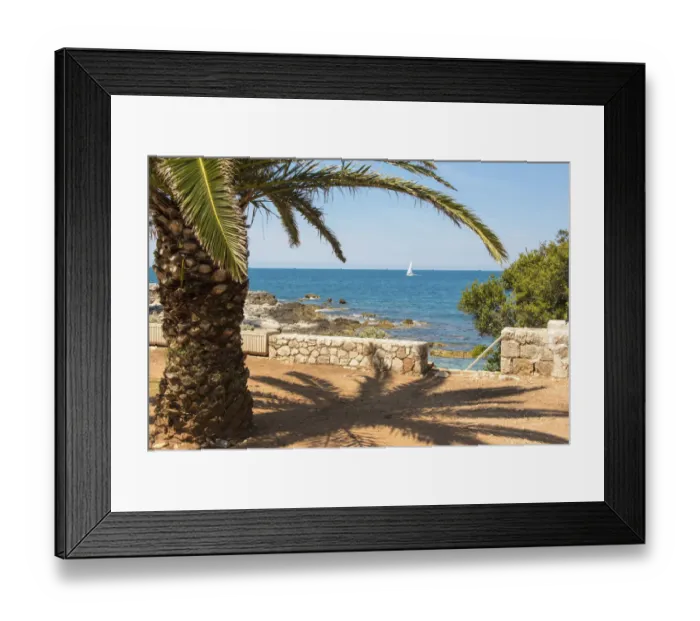Framed Print : Croatia, Dubrovnik. Lokrum Island. Sailboat passes in calm Adriatic Sea