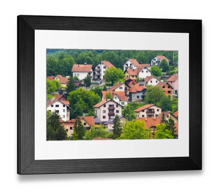 Framed Print : Village in the mountain, western Serbia