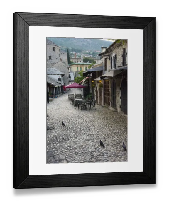 Framed Print : Cobblestone street in the old town, Mostar, Bosnia and Herzegovina Framed Print : Cobblestone street in the old town, Mostar, Bosnia and Herzegovina
