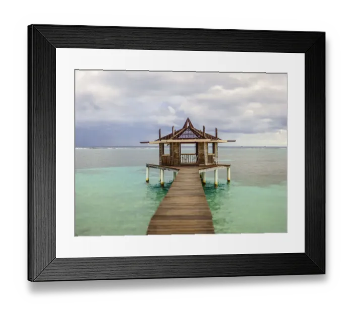 Framed Print : Caribbean, Honduras, Roatan. Dock leading to a gazebo Framed Print : Caribbean, Honduras, Roatan. Dock leading to a gazebo