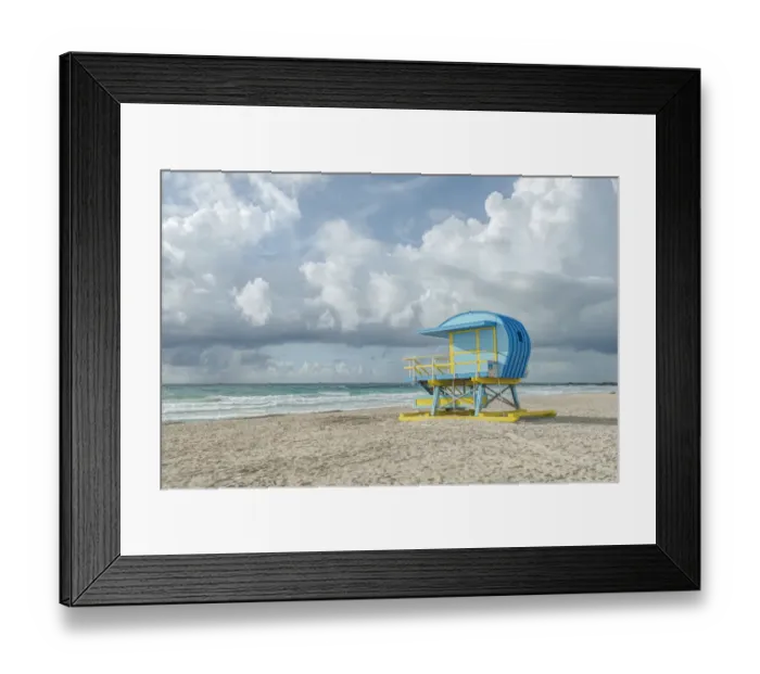 Framed Print : USA, Florida, Miami Beach. Colorful lifeguard station