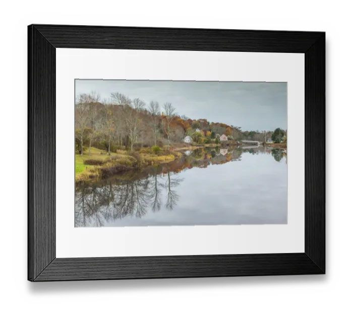 Framed Print : USA, Maine Orland, village reflection during autumn