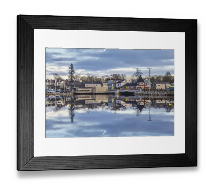 Framed Print : USA, Maine, Kennebunkport. Village reflection Framed Print : USA, Maine, Kennebunkport. Village reflection