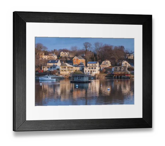 Framed Print : USA, Massachusetts, Cape Ann, Gloucester. Annisquam, Lobster Cove in winter