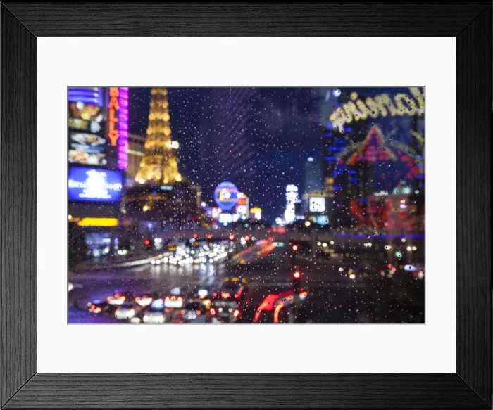 Framed Print : The Strip with Paris at Las Vegas main strip lights at night Framed Print : The Strip with Paris at Las Vegas main strip lights at night