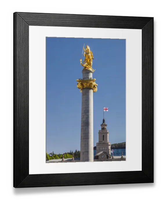 Framed Print : Georgia, Tbilisi. Liberty Square, St. George and Dragon Column