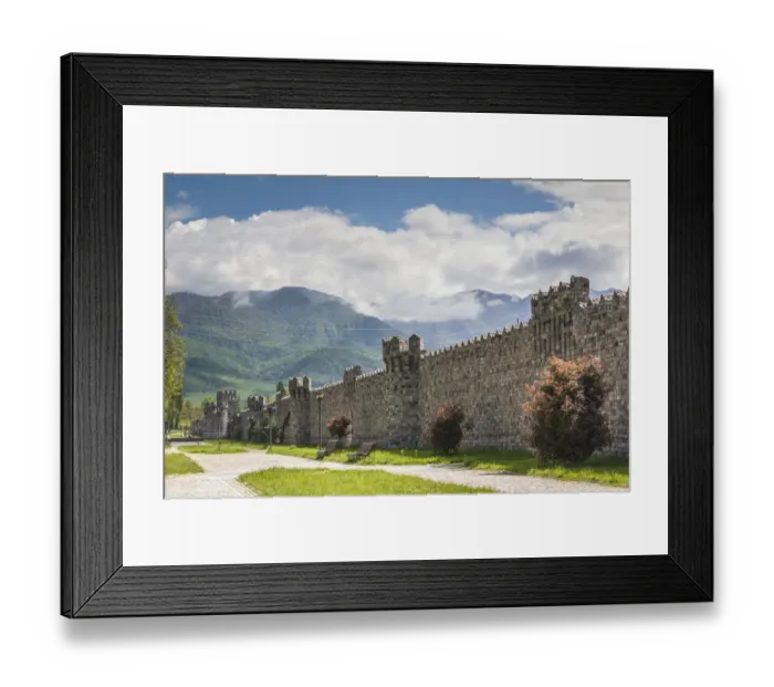 Framed Print : Azerbaijan, Ismayili. Old city walls and Caucasus Mountains Framed Print : Azerbaijan, Ismayili. Old city walls and Caucasus Mountains