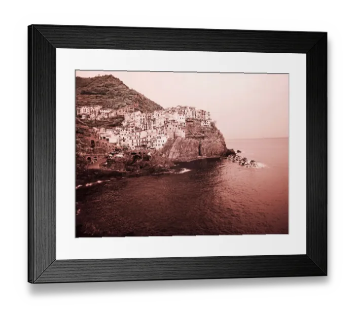 Framed Print : Italy, Manarola. Infrared image of the town