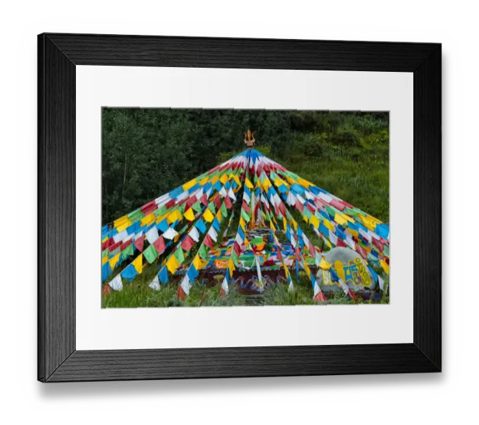 Framed Print : Praying flags in Mati Temple Scenic Area, Zhangye, Gansu Province, China