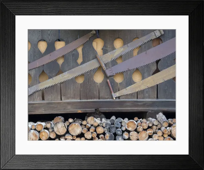 Framed Print : Firewood. Predazzo in valley Val di Fiemme, in the Dolomites Italy