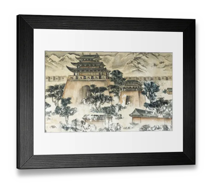 Framed Print : Mural telling the story of Journey to the West, Xuanzang and his followers