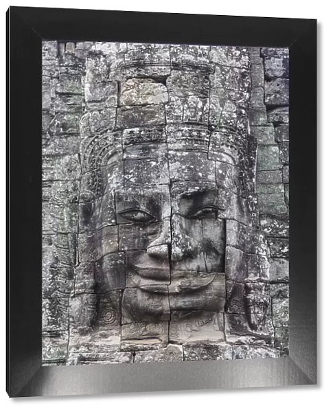 Cambodia, Angkor, Angkor Thom. Bayon Temple, face of Avalokiteshvara