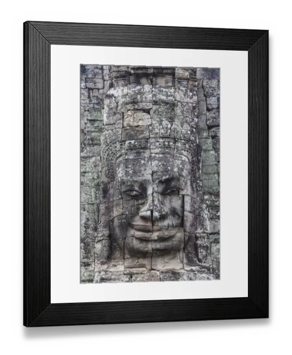 Framed Print : Cambodia, Angkor, Angkor Thom. Bayon Temple, face of Avalokiteshvara