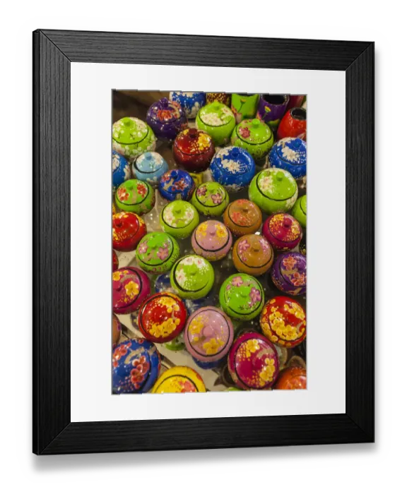 Framed Print : Cambodia, Siem Reap. Psar Chaa Market, traditional crafts for sale, lacquer bowls Framed Print : Cambodia, Siem Reap. Psar Chaa Market, traditional crafts for sale, lacquer bowls