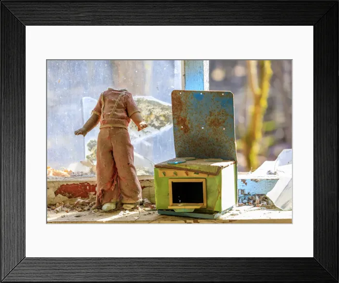 Framed Print : Ukraine, Pripyat, Chernobyl. Childs toy, headless doll