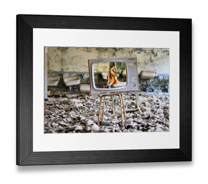 Framed Print : Ukraine, Pripyat, Chernobyl. Gas masks, many of them child-sized Framed Print : Ukraine, Pripyat, Chernobyl. Gas masks, many of them child-sized