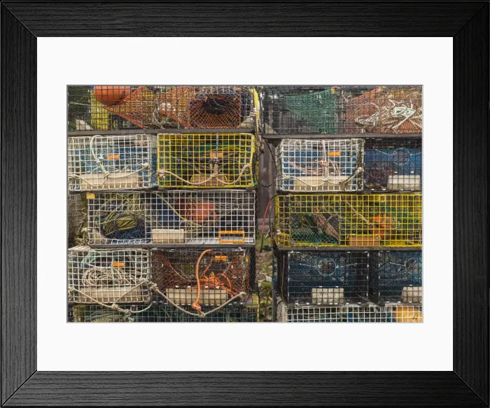 Framed Print : USA, Maine, Mt. Desert Island, Bernard. Lobster traps Framed Print : USA, Maine, Mt. Desert Island, Bernard. Lobster traps