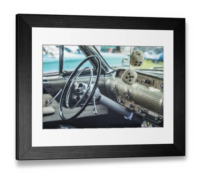 Framed Print : USA, Massachusetts, Cape Ann, Gloucester. Antique car, antique car steering wheel