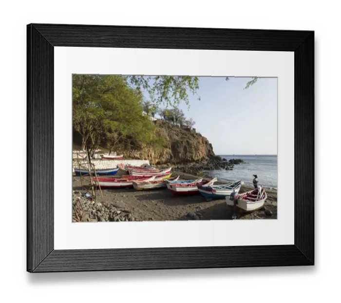 Framed Print : Colorful traditional fishing boats at the historic waterfront Framed Print : Colorful traditional fishing boats at the historic waterfront