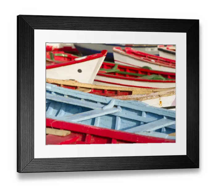 Framed Print : Colorful traditional fishing boats at the historic waterfront Framed Print : Colorful traditional fishing boats at the historic waterfront