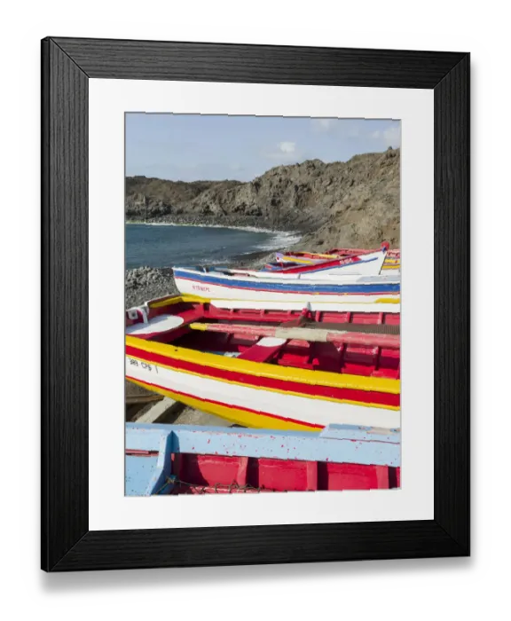 Framed Print : Traditional fishing boats near Las Salinas. Fogo Island (Ilha do Fogo)
