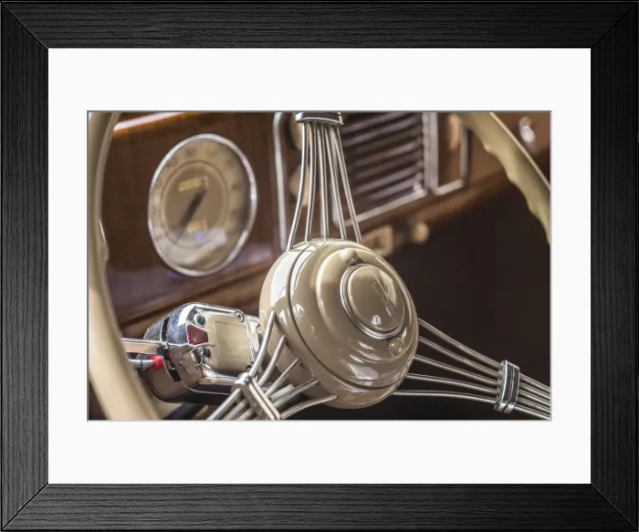 Framed Print : USA, Massachusetts, Essex. Antique cars, 1940 s-era steering wheel interior detail Framed Print : USA, Massachusetts, Essex. Antique cars, 1940 s-era steering wheel interior detail