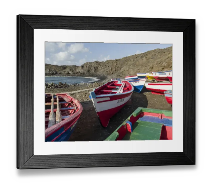 Framed Print : Traditional fishing boats near Las Salinas. Fogo Island (Ilha do Fogo) Framed Print : Traditional fishing boats near Las Salinas. Fogo Island (Ilha do Fogo)